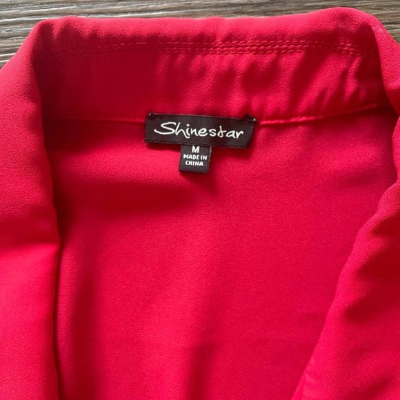 Button Up Red Blouse - Business Casual, Office - Picture 3 of 4